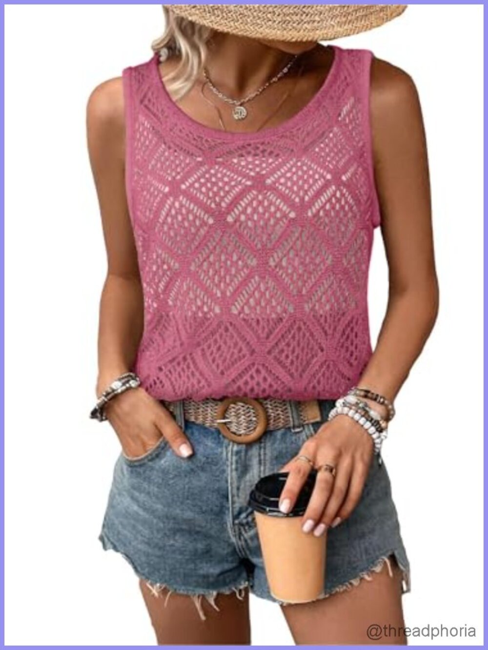 Crochet Fishnet Sleeveless Sweater Vest Cover Up Sheer Knit Beach Tunic